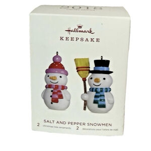 Hallmark Keepsake "Salt & Pepper Snowmen" 2018 Set of 2 Limit Ed Ornaments